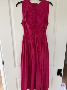 Ulla Johnson Fuchsia Sleeveless Ruched Midi Dress